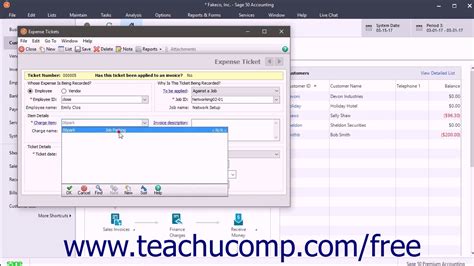 Sage 50 2018 Tutorial Entering Expense Tickets Sage Training Youtube