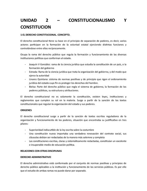 Resumen Primer Parcial 2018 UNIDAD 2 CONSTITUCIONALISMO Y