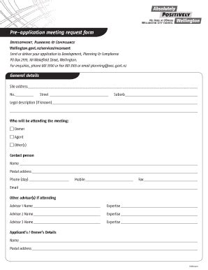 Fillable Online Wellington Govt Pre Application Meeting Request Form