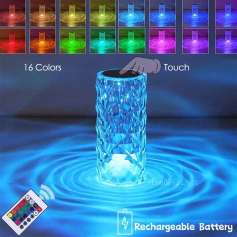 Rechargeable 3 16 Colors RGB Rose LED Night Light Color Changing