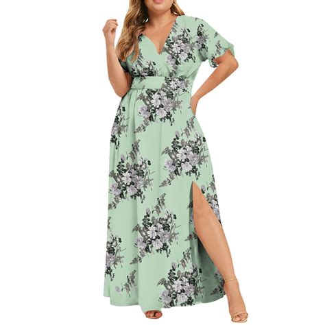 Fafwyp Plus Size Dresses For Curvy Women Summer Boho Floral Flowy Long