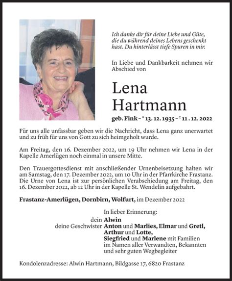 Gedenkkerzen Von Lena Hartmann Todesanzeigen Vorarlberger Nachrichten