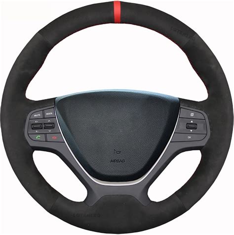 Amazon Steering Wheel Leather Cover Black Faux Suede Red Marker