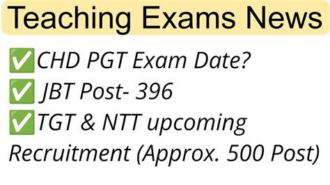 Teaching Exams News Chandigarh Pgt Exam Date Tgt Ntt Chandigarh