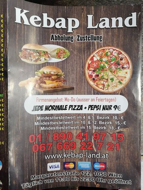 Speisekarte Von Kebap Land Wien Restaurant Wien