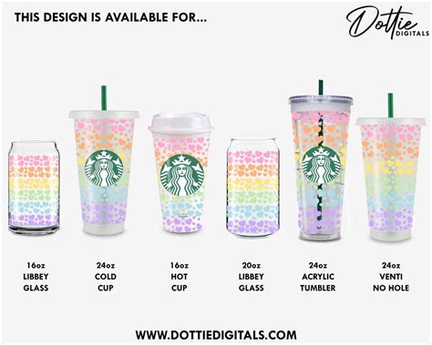 Dottie Digitals Rainbows Hearts Starbucks Cup Svg Hot Cup Png Dxf Cutting File Oz Lgbt Gay