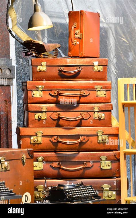 Leather Suitcase Flea Market Portobello Road London England United