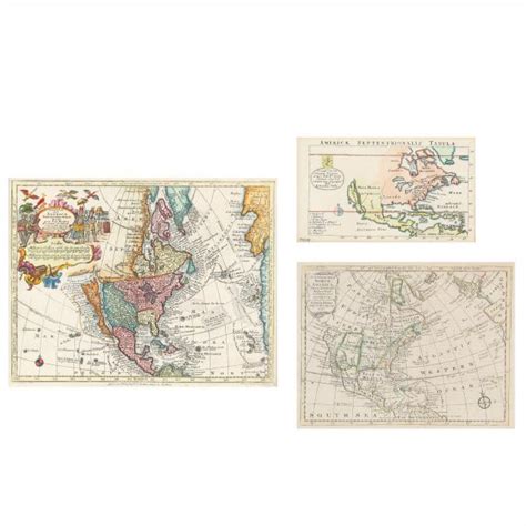 Three Th Century Maps Of North And Central America Lot The