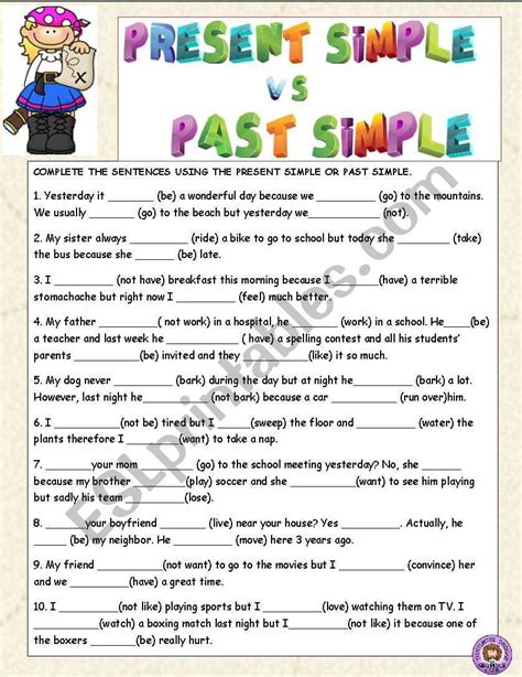 Present Simple Vs Past Simple Esl Worksheet By Lilianamontoya13