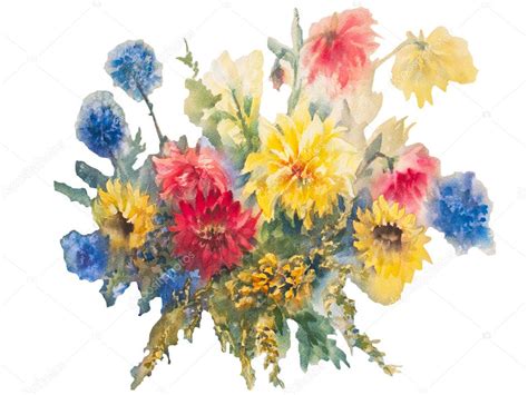 Colorful dahlias watercolor isolated — Stock Photo © eglelip #133679440