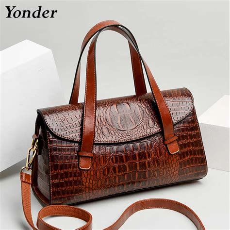 Bolsa De M O Feminina De Couro De Crocodilo Bolsa De M O Designer