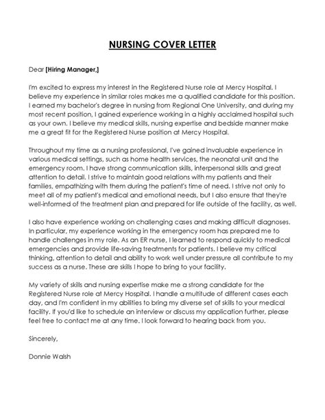 New Graduate Nurse Cover Letter Best Examples