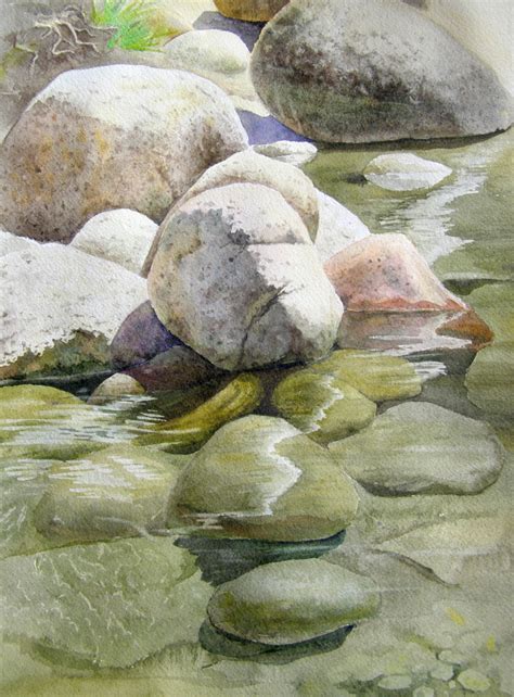 Rocks Water Watercolors Paintings Summer Landscapes By Olga