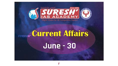 Current Affairs June 30 Suresh IAS Academy YouTube