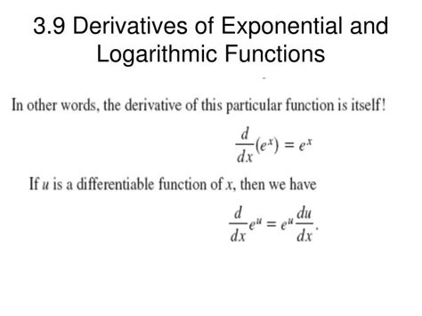 Ppt Derivatives Of Exponential And Logarithmic Functions