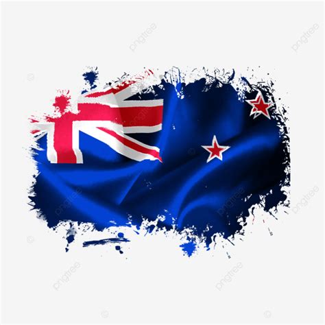 New Zealand Folded Flag In Watercolor Brush New Zealand Flag