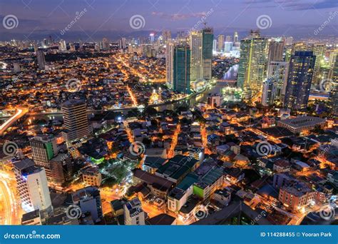 Manila Skyline. Night View Of Makati, The Business District Of Metro Manila Editorial Photo ...