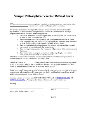 Vaccine Refusal Form Fill Out And Sign Printable Pdf Template Signnow