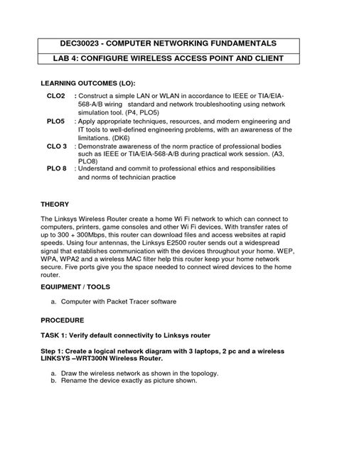 Dec30023 Computer Networking Fundamentals Lab 4 Configure Wireless