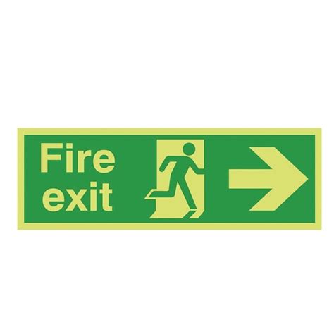 Photoluminescent Fire Exit Right Arrow Sign Storage Systems And Equipment