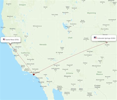 All Flight Routes From Colorado Springs To Santa Rosa Cos To Sts Flight Routes