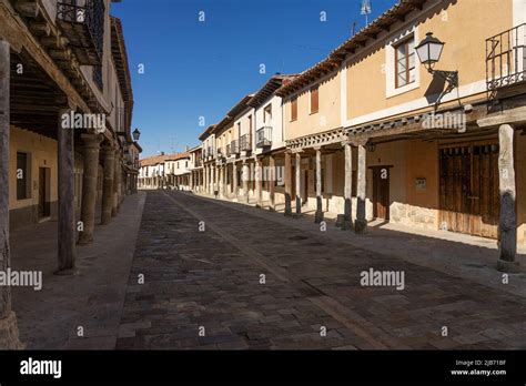 Streets with a traditional Castilian architecture with its houses with ...