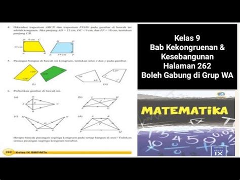 Kelas Bab Kekongruenan Dan Kesebangunan Halaman Youtube