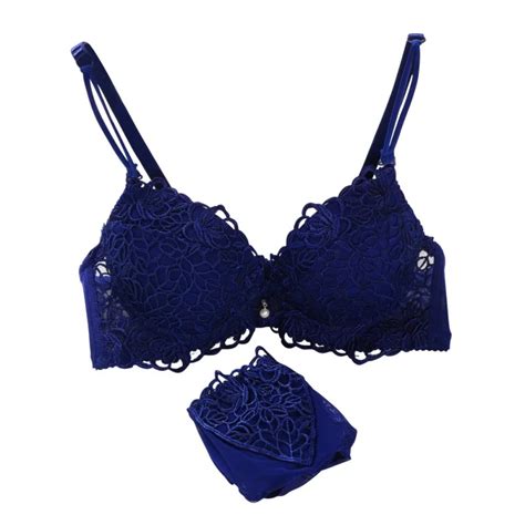 Best Sexy Women Flower Embroidery Lace Push Up Bra Set Underwire