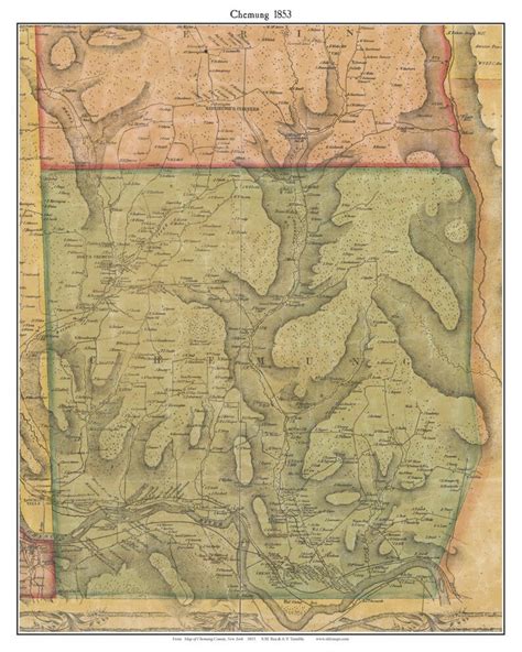 Chemung Old Town Map With Homeowner Names New York Etsy