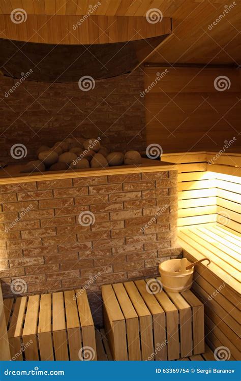 Finnish Sauna At The Luxury Spa Resort Interior Design Stock Photo