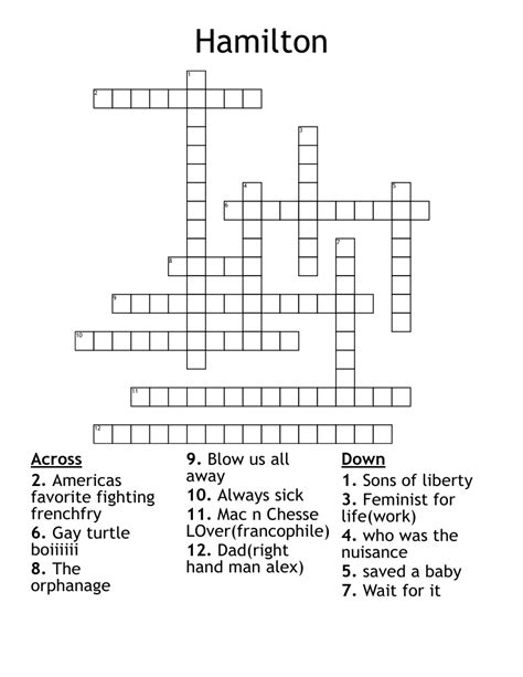 Hamilton Crossword WordMint