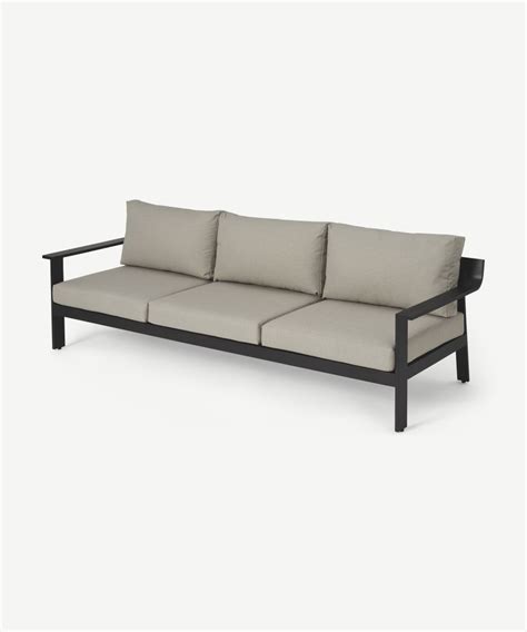 Kochi Garden 3 Seater Sofa Black Aluminium And Taupe Garden