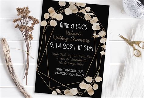 Gold And Black Virtual Wedding Invitation Virtual Invitation Etsy