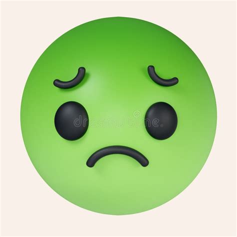 3d Nauseated Face Emoji With Green Face Sickly Face Green With