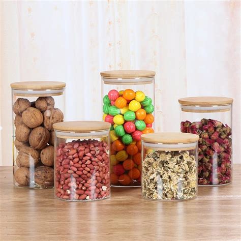 260ml 1000ml BPA Free High Borosilicate Glass Jar With Bamboo Lid