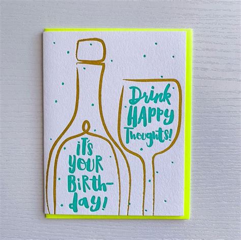 Birthday Card for Wine Lover, Funny Birthday Card Best Friend Birthday Card Letterpress Birthday ...