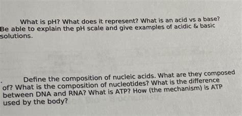 Solved What is pH? What does it represent? What is an acid | Chegg.com