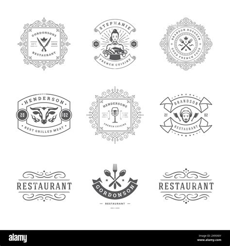 Restaurant Logos Templates Set Vector Illustration Good For Restaurant