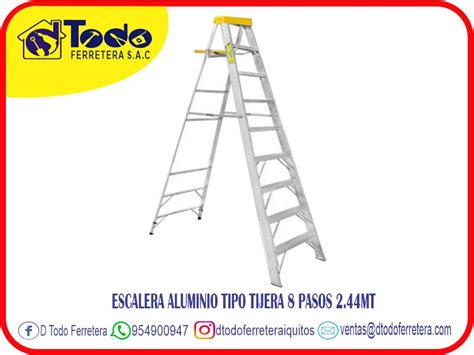 ESCALERA ALUMINIO TIPO TIJERA 8 PASOS 2 44MT D Todo Ferretera S A C