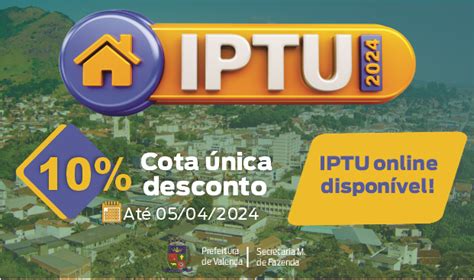 Pagamento Da Cota Nica Do Iptu Desconto Prorrogado At Dia