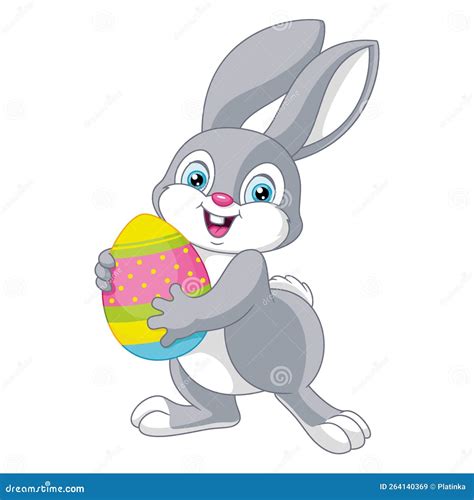 Easter Bunny Holding An Egg Cartoon Vector Illustration Stock Vector