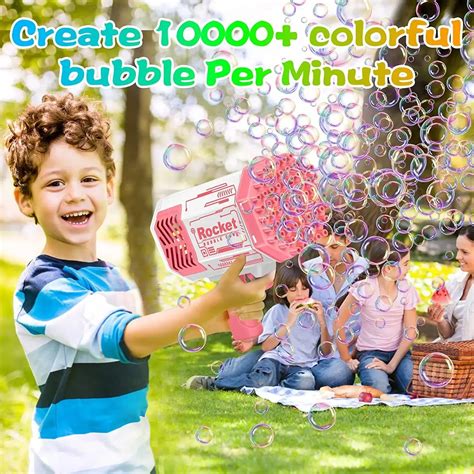 69 Hole Rainbow Bubble Gun Childrens Toy Rocket Launcher Hand Held