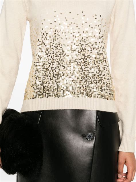 Seventy Sequin Embellished Sweater Neutrals Farfetch