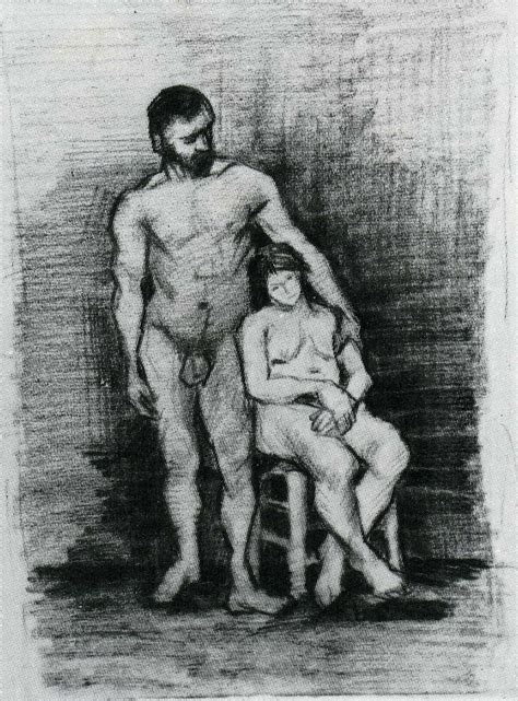 Vincent Van Gogh Male Nude Standing And Female Nude Sitting