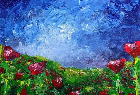 Red Poppy Field Painting by Jessica Lindeman - Fine Art America