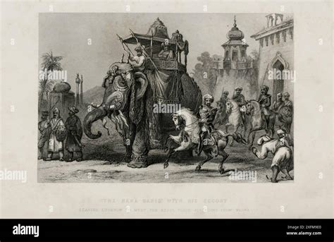 British Empire. Revolt of 1857. The Nana Sahib with his escort. Leaving Lucknow to meet the ...