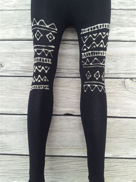 Aztec Print Tribal Print Black Leggings By Dreamboundindustry