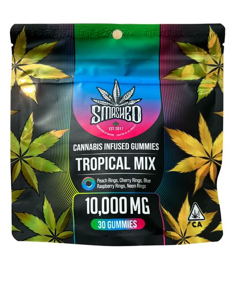 10 000mg Thc Infused Gummies Tropical Mix By Smashed Get Well Shroom