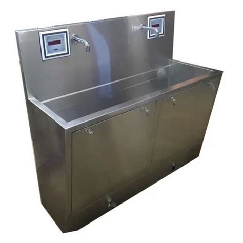 Silver 2 Way Surgical Scrub Sink Station Automatic 1500l X 570w X