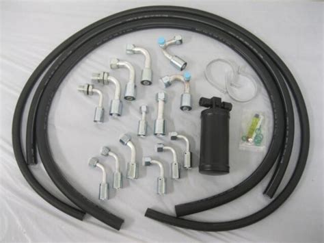 Universal 134a Air Conditioning Hose Kit O Ring Fittings Drier Ac Hoses